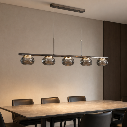 Світлодіодна люстра підвісна Artlight LQ7125-5L з п'ятьма графітовими плафонами, 29W