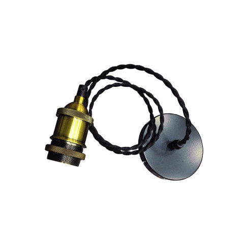 Светильник підвісний Levistella AMP12002-1, E27, чорний з золотим патроном, стиль LOFT