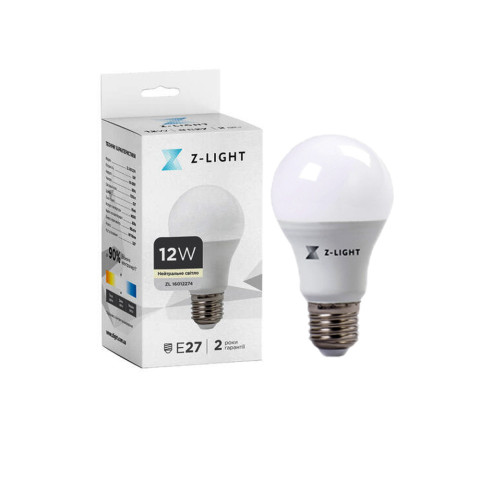 Лампа LED Levistella The Light 1003 Е27 12w 4000k А60, 12W, 4000K, A60, білий пластик, універсальний стиль