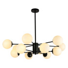 Сучасна стельова люстра Levistella 7526033-12 BK+WH — чорна з білими плафонами, 12×E27, Ø95 см