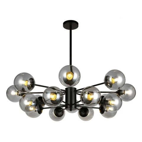 Подвесная люстра Levistella 7526033-16 BK+CL черная с 16 прозрачными стеклянными плафонами