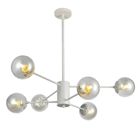 Люстра стельова Levistella 7526033-6 WH+CL, 6 плафонів, E27, білий + прозорий