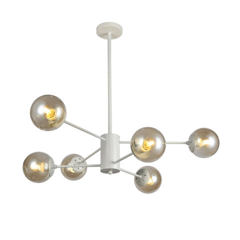Люстра стельова LED Levistella 7526033-6 WH+BR, E27, 6 плафонов, білий і коричневий, сучасний дизайн