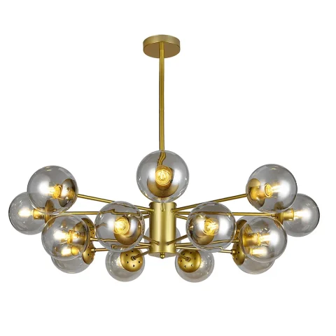 Подвесная люстра Levistella 7526033-16 GD+CL (золото, прозрачные скляные плафоны), 16 плафонов, E27