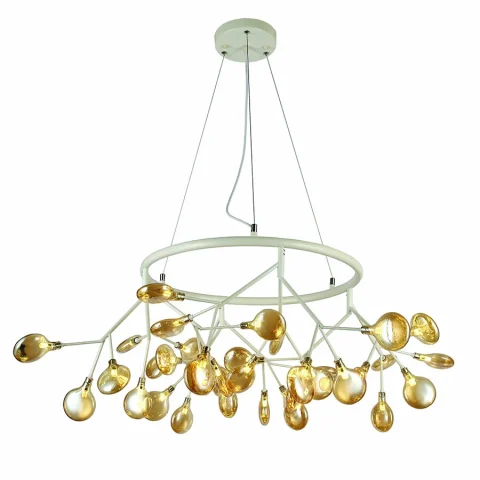 Люстра стельова LED Levistella 918LP263-36 WH+BR, 36 плафонів, білий і коричневий, метал і скло