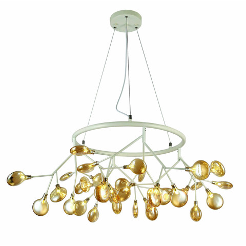 Люстра стельова LED Levistella 918LP263-36 WH+BR, 36 плафонів, білий і коричневий, метал і скло, сучасний стиль для дому