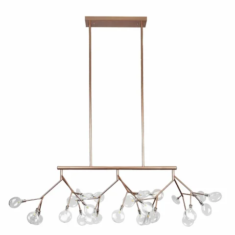 Люстра стельова LED Levistella 918LP264-27 RS+CL, 27 плафонів, рожеве золото, прозоре скло