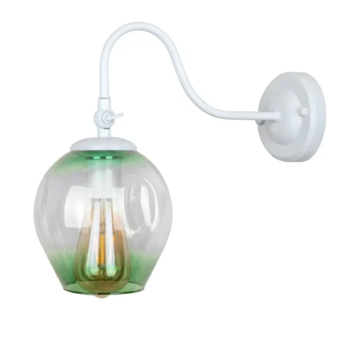 Бра настінне Levistella 756WPR0231F3-1 WH+GR, E27, 40 Вт, білий + зелений, метал + скло
