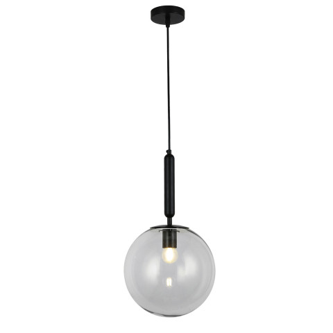 Світильник підвісний Levistella 9163525-1 BK+CL, E27, 250 мм, чорний + прозорий метал + скло, сучасний стиль для дому