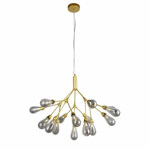 Люстра стельова Levistella 918LP268-15 GD+BK, 15 плафонів, золото + чорний (метал + скло)