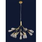 Люстра стельова Levistella 918LP268-15 GD+BK, 15 плафонов, золото + чорний, метал + скло, сучасний стиль для вітальні