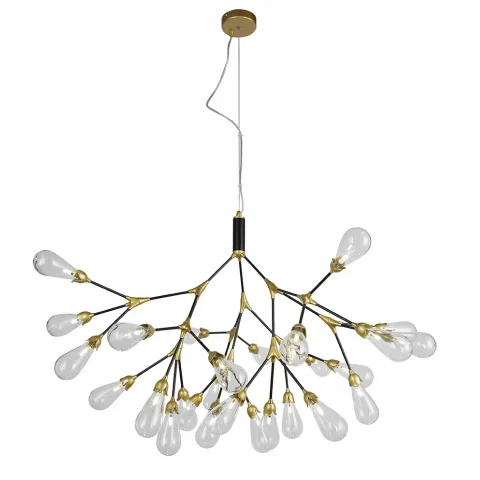 Люстра стельова Levistella 918LP268-27 BK+CL, 27 ламп G4, чорний з прозорим склом
