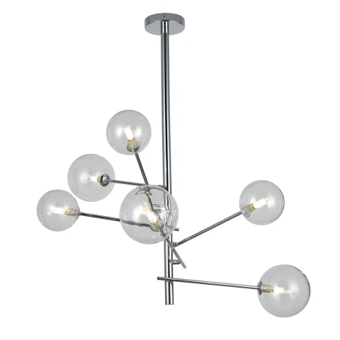Люстра стельова LED Levistella 761LLP01-6 CR+CL, 6 ламп G9, хром, прозоре скло, сучасний стиль