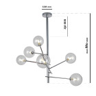 Люстра стельова LED Levistella 761LLP01-6 CR+CL, 6 ламп G9, хром, прозоре скло, сучасний стиль