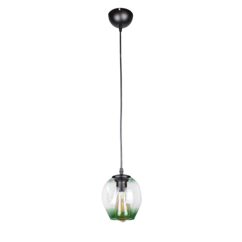 Світильник підвісний Levistella 756PR0231F-1 BK+GR, E27, метал + скло, чорний + зелений, сучасний стиль для дому