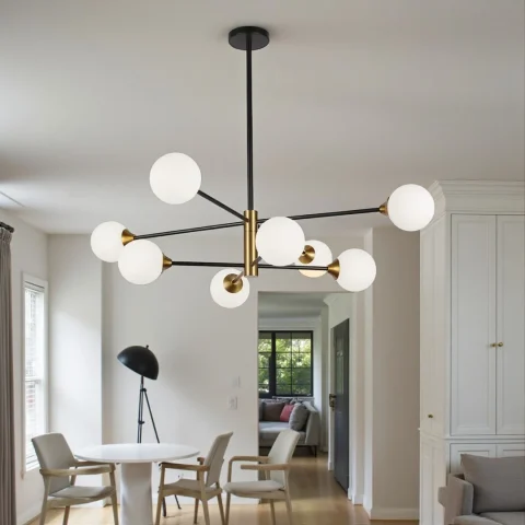 Сучасна стельова люстра Levistella 752L7910-8 BK+WH — чорна з бронзою, 8×G9, Ø98 см
