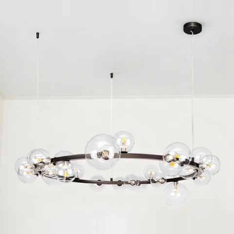 Люстра кільце з прозорими кулями Levistella 918LP267-24 BK+CL