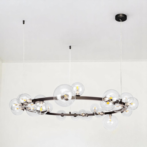 Люстра кільце з прозорими кулями Levistella 918LP267-24 BK+CL