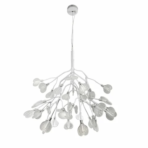 Люстра стельова Levistella 918LP272-36 WH+CL, G4, 36 ламп, білий метал, скло, сучасний стиль для дому