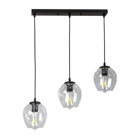 Люстра стельова Levistella 756PR0231F-3 BK+CL (500), 3 плафона, чорний метал, для вітальні