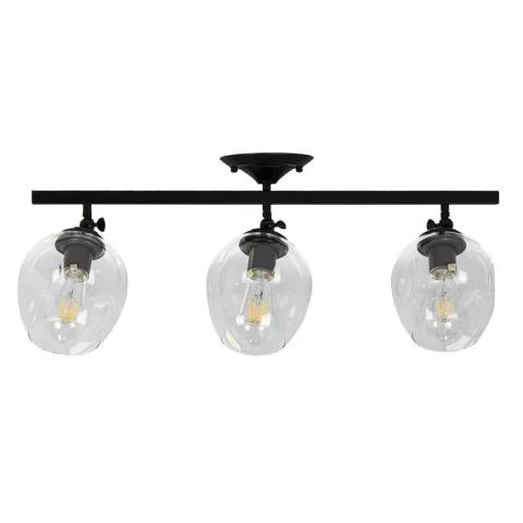 Люстра стельова Levistella 756XPR0231F-3 BK+CL, 3 лампи E27, чорний + прозорий