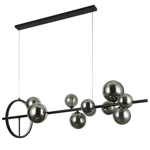 Люстра LED Levistella 918LP267-10 BK+BK, 10 плафонів, чорний метал + скло (підвісна) Люстра LED Levistella 918LP267-10 BK+BK, 10 плафонів, чорний метал + скло (підвісна)