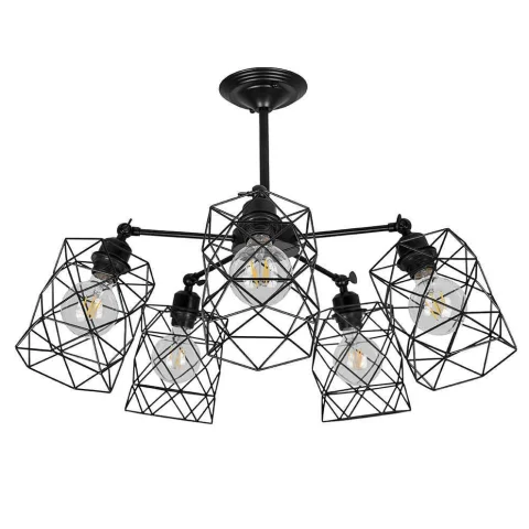 Люстра стельова лофт із регульованими плафонами Levistella 752F105-5 BK