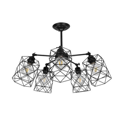 Люстра стельова лофт із регульованими плафономи Levistella 752F105-5 BK