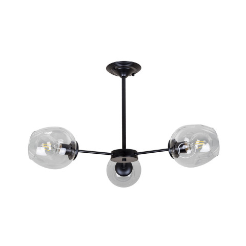 Люстра Levistella 752F0231-3 BK+CL, E27, 3 лампи, 650мм, чорний метал з прозорими плафонами, сучасний стиль для дому