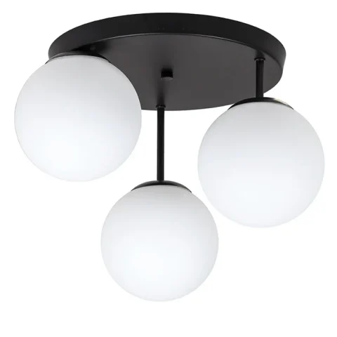 Люстра стельова LED Levistella 756HPR150F-3 BK+WH (300), 3 плафона E27, чорний + білий, діаметр 150 мм