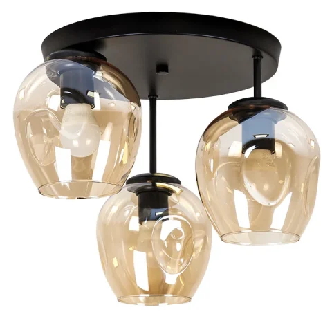 Люстра стельова Levistella 756HPR0231F-3 BK+BR (300), 3 лампи, E27, чорний+коричневий, метал+скло
