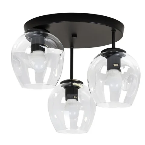 Люстра стельова Levistella 756HPR0231F-3 BK+CL (300), E27, 3 лампи, чорний + прозорий