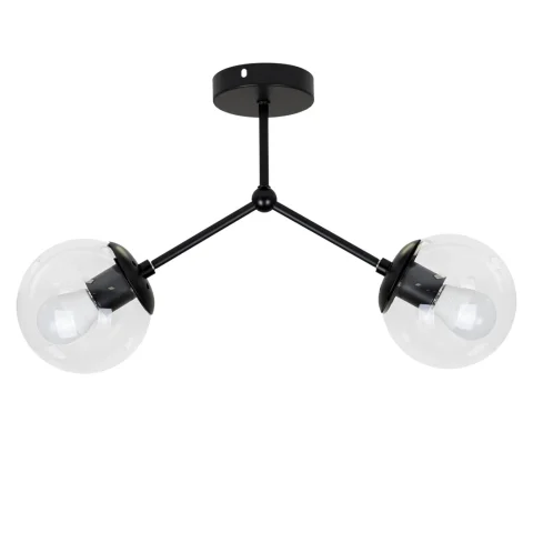 Люстра стельова LED Levistella 7529811-2 BK+CL, E27, чорний, скло, сучасний дизайн, 2 плафона, 480 мм