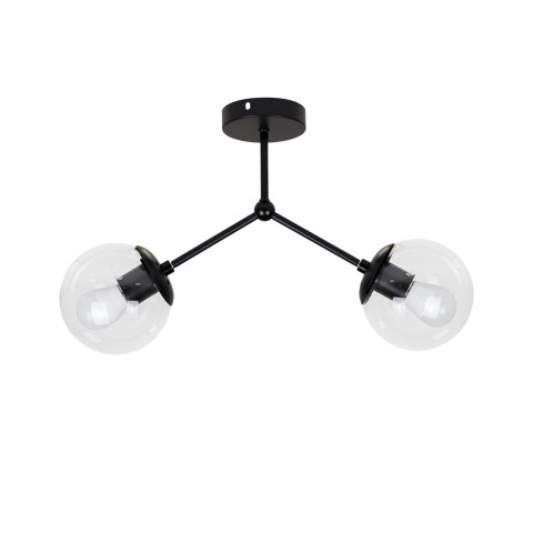 Люстра стельова LED Levistella 7529811-2 BK+CL, E27, чорний, скло, сучасний дизайн, 2 плафона, 480 мм