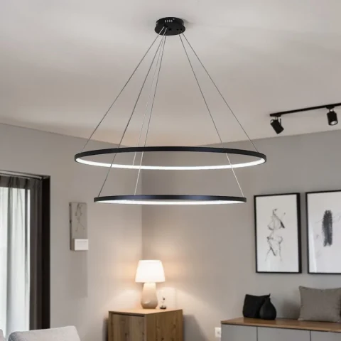 Підвісний LED-світильник 7529832-2A BLACK, два кільця 800+1000 мм, регульована висота Підвісний LED-світильник 7529832-2A BLACK, два кільця 800+1000 мм, регульована висота