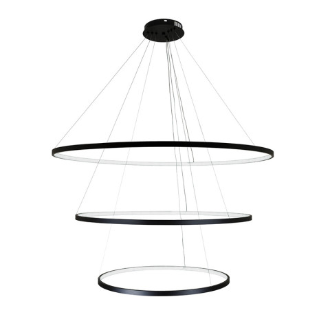 Люстра стельова LED Levistella 7529832-3A BLACK LED (600+800+1000), 170W, чорний, сучасний стиль, з пультом управління, 3 кільця