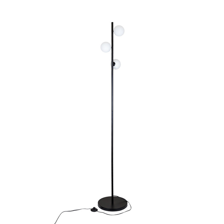 Торшер Levistella 7529834-3 BLACK, G9, 3 плафона, чорний метал, біле скло, сучасний стиль для дому Торшер Levistella 7529834-3 BLACK, G9, 3 плафона, чорний метал, біле скло, сучасний стиль для дому