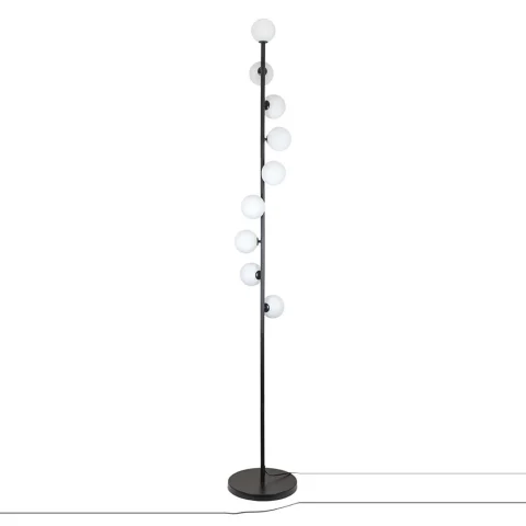 Торшер Levistella 7529834-9 BLACK, G9, 9 ламп, чорний метал, біле скло
