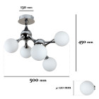 Потолочна люстра LED Levistella 7529817-5 CR+WH, 5 плафонів, G9, хром, білий, сучасний стиль для дому