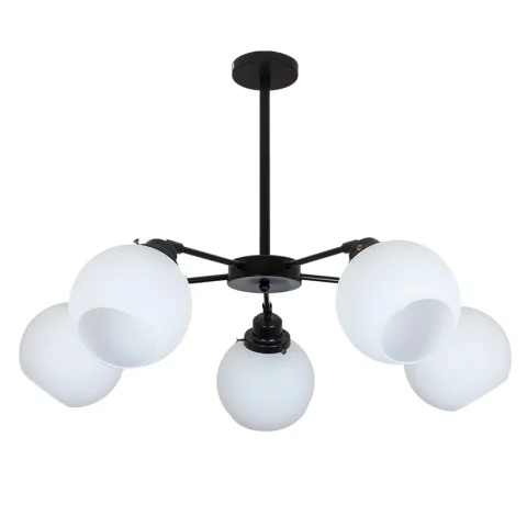 Потолочная люстра Levistella 752F1609-5 BK+WH, E27, 5 плафонов, диаметр 700 мм, черный+белый, современный стиль Потолочная люстра Levistella 752F1609-5 BK+WH, E27, 5 плафонов, диаметр 700 мм, черный+белый, современный стиль