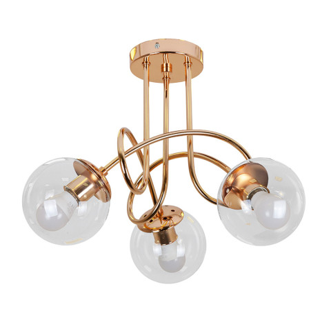 Люстра стельова Levistella 7529903-3 GOLD+CL, 3 плафона, E27, прозоре скло, золото, для вітальні