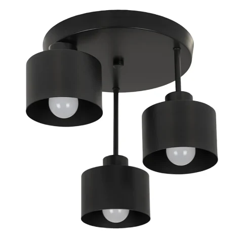 Люстра стельова Levistella 7529905-3 BK (E27), чорний метал, 3 плафона, діаметр 120 мм