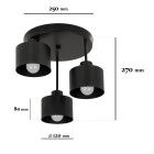 Люстра стельова Levistella 7529905-3 BK, E27, чорний метал, 3 плафона, діаметр 120 мм, сучасний стиль для дому