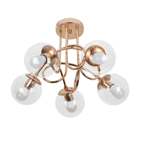 Люстра стельова LED Levistella 7529910-5 GOLD+CL, 5 плафонів, E27, золотий метал, прозоре скло, сучасний стиль для дому