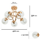Люстра стельова LED Levistella 7529910-5 GOLD+CL, 5 плафонів, E27, золотий метал, прозоре скло, сучасний стиль для дому
