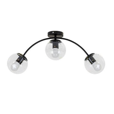 Люстра стельова LED Levistella 7529907-3 BK+CL, 3xE27, чорний метал + прозорі плафони, сучасний стиль