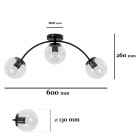 Люстра стельова LED Levistella 7529907-3 BK+CL, 3xE27, чорний метал + прозорі плафони, сучасний стиль Люстра стельова LED Levistella 7529907-3 BK+CL, 3xE27, чорний метал + прозорі плафони, сучасний стиль