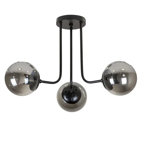 Потолочная люстра Levistella 7529908-3 BK+BK, 3 плафона, E27, черный металл и стекло