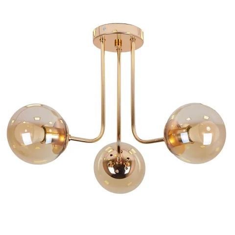 Люстра стельова Levistella 7529908-3 GOLD+BR, 3 плафони, E27, діаметр 500 мм, метал + скло, коричневий/золотий