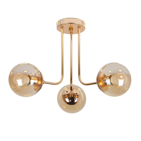 Люстра стельова Levistella 7529908-3 GOLD+BR, 3 плафона, E27, діаметр 500 мм, метал + скло, коричневий, сучасний стиль для дому